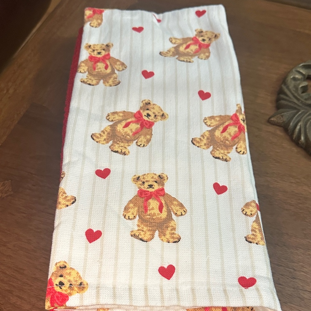 Rachel Zoe set of three teddy bear kitchen towels